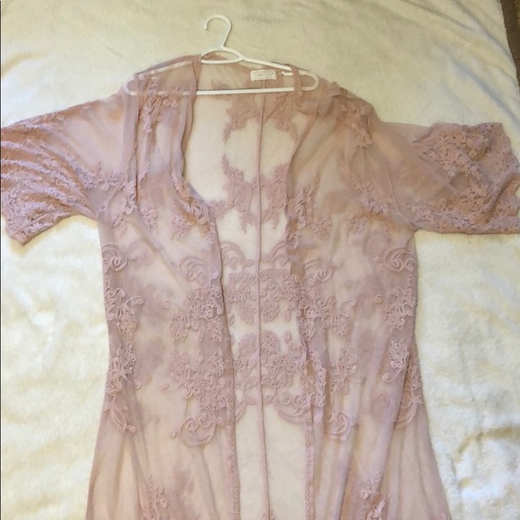Mustard Seed Sweaters - Light Pink lace cardigan made by Mustard Seed Mustard Seed Sweaters - Light Pink lace cardigan made by Mustard Seed